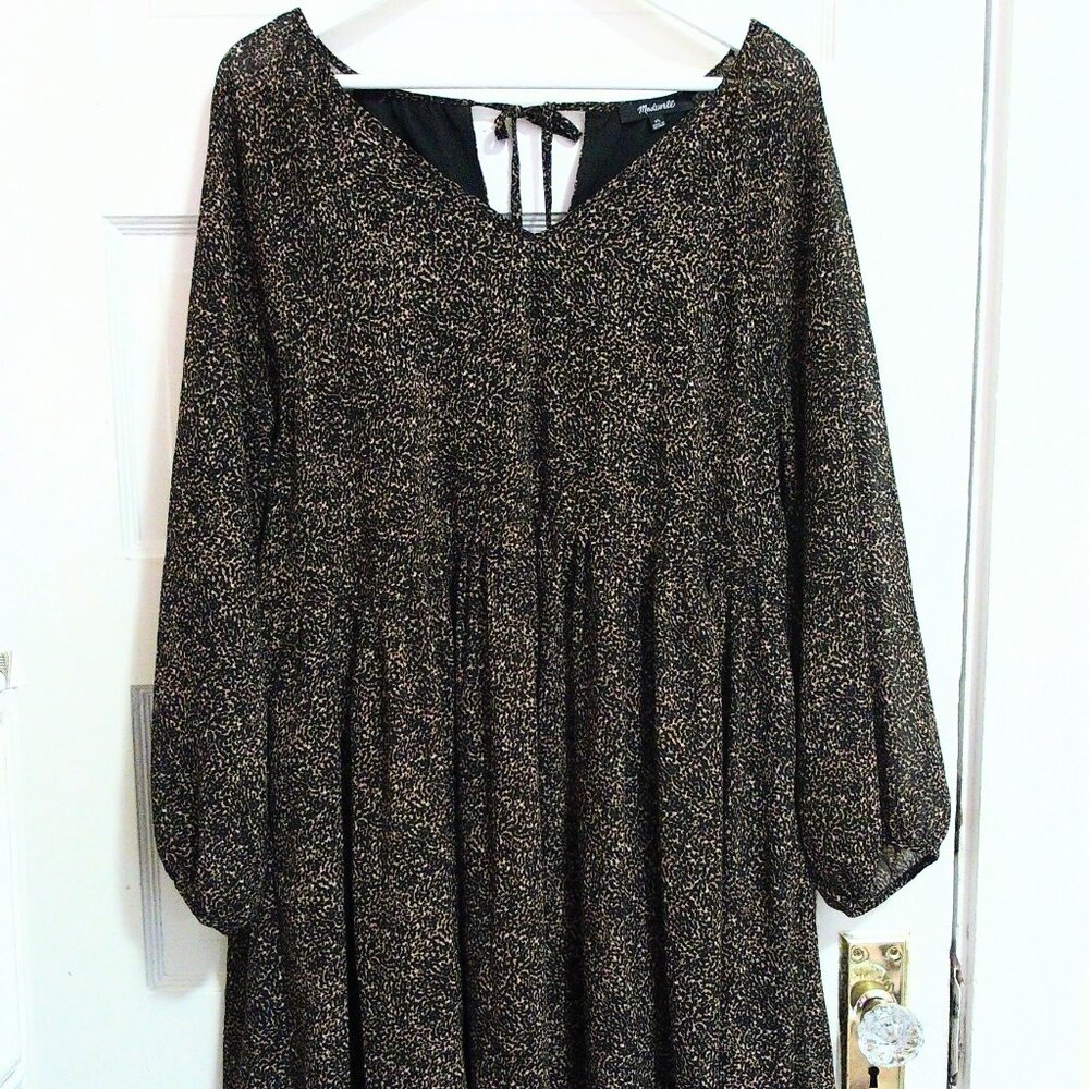 Madewell Black and Gold Patterned Dress